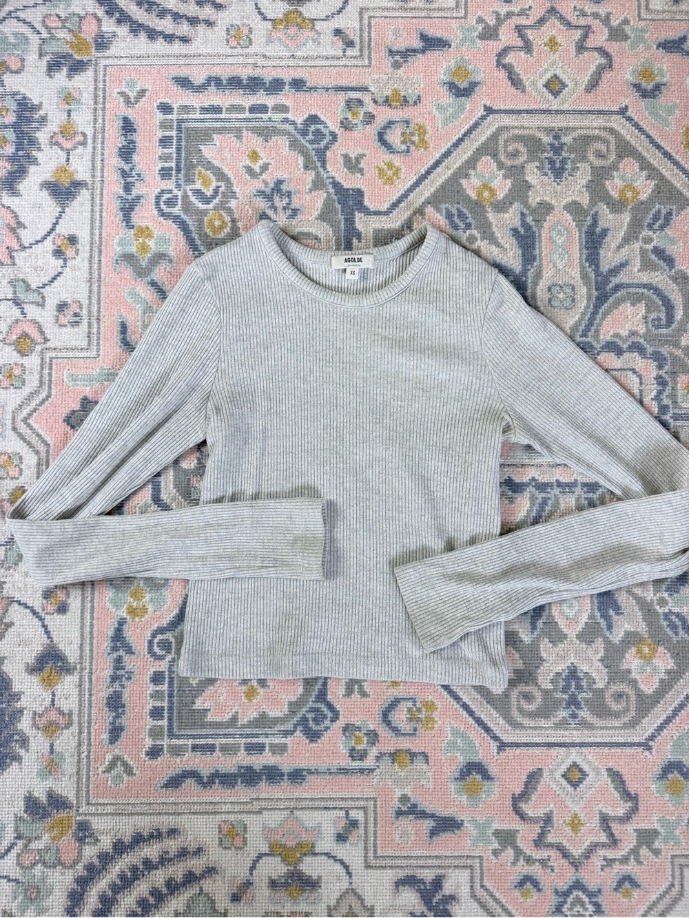 Agolde Alma Shrunken Crewneck Grey Sweatshirts